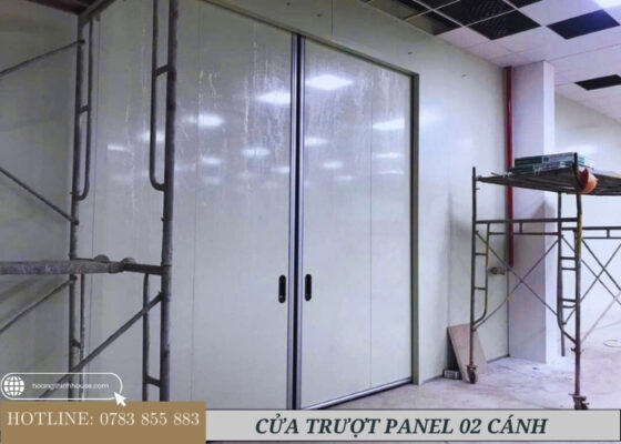 Cửa panel 02 cánh treo mở trượt