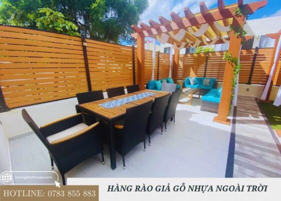 hoàng rào nhựa giả gỗ ngoài trời sân vườn