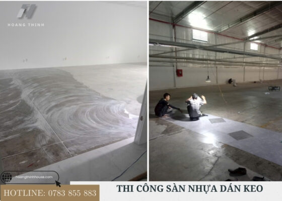 Thi công sàn nhựa dán keo