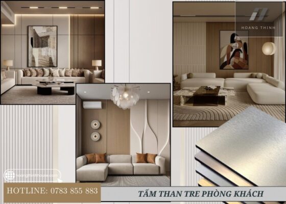 Tấm than tre trang trí phòng khách