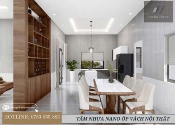 Tấm  Nano nhựa giả gỗ ốp vách phòng khách