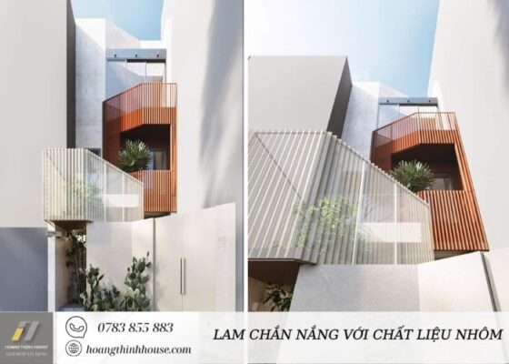Mặt tiền nhà với lam chắn nắng