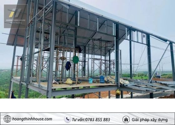 Mẫu nhà tiền chế cấp 4 có gác lửng