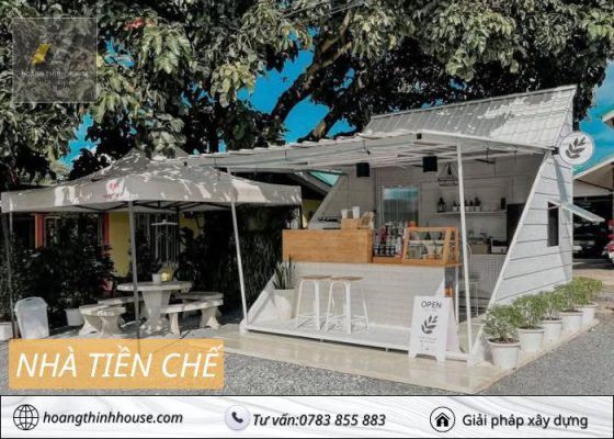 Mẫu nhà tiền chế bằng tôn quán cafe